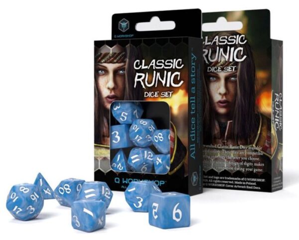 Q-Workshop Classic Runic Glacier & White Dice Set (7)
