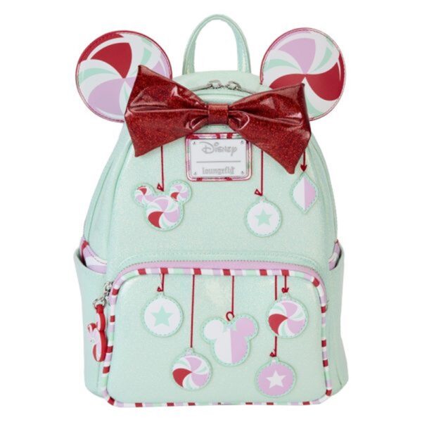 Disney Minnie Holiday Peppermint Ornaments Loungefly Backpack