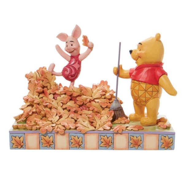 Disney Winnie The Pooh and Piglet with Fall Leaves Enesco Traditions Figurine