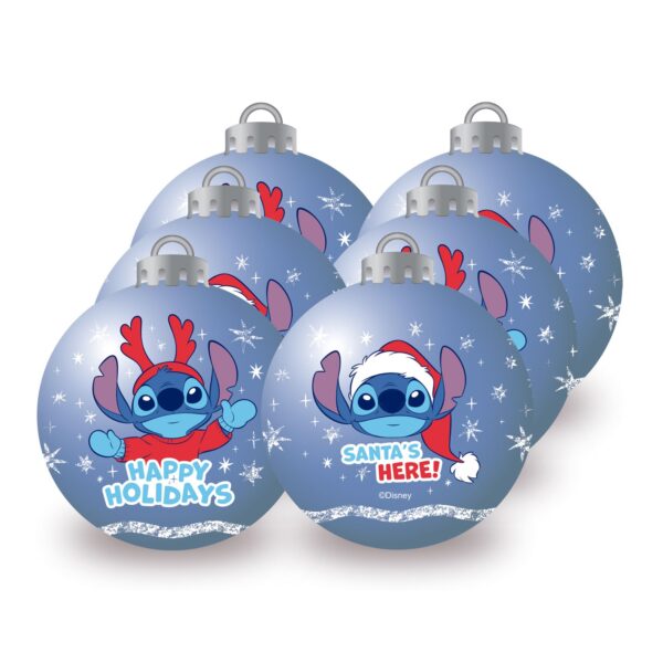 Disney Stitch Blue 6 Christmas Baubles Pack