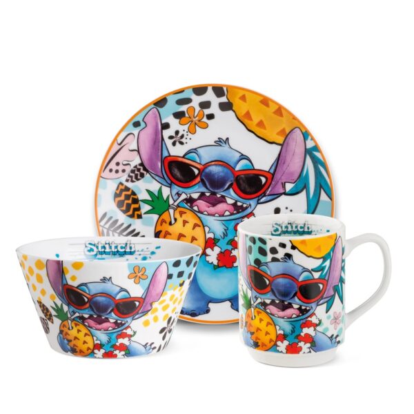 Disney Stitch Set Plate + Mug + Bowl White