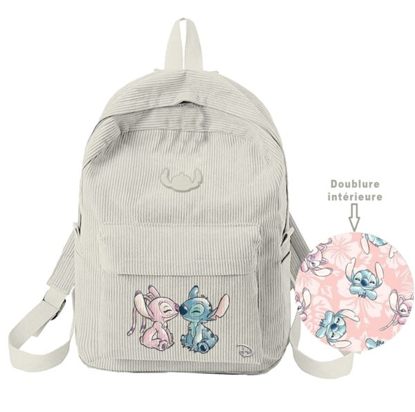 Disney Stitch & Angel Corduroy Backpack 34,5x27x12cm