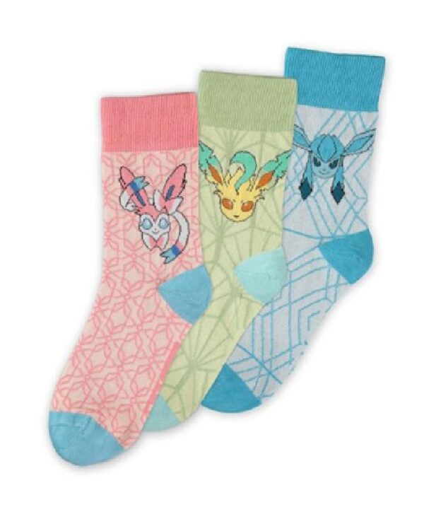 Pokemon Eevee Evolution II - 3 Pairs Of Socks (35-38)