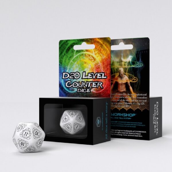 Q-Workshop D20 Level Counter White & Black Die