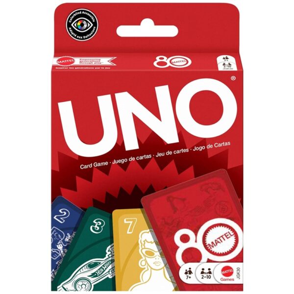 UNO Card Game Ruby Red Mattel 80th Anniversary