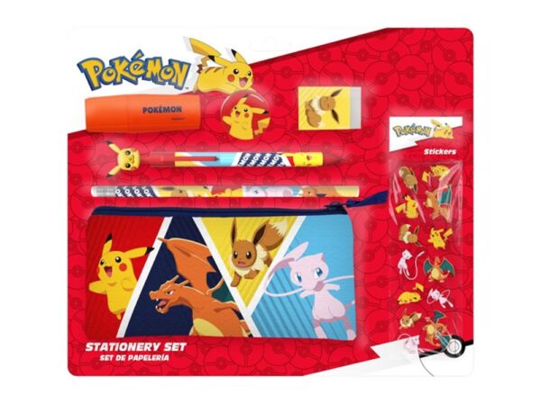 Pokemon Stationery Set with Triple Pencil Case & Stickers 7pc