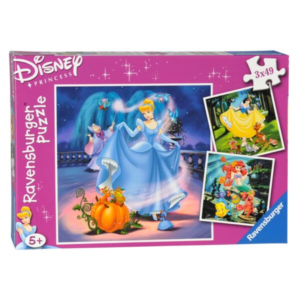 Disney Princesses Snow White, Cinderella, Ariel 3 Puzzle 49 Pieces