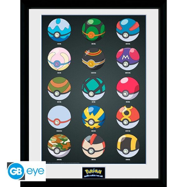 Pokemon Pokeballs Frame 30x40cm