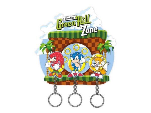 Sonic The Hedgehog Wall Key Holder with 3 Keyrings