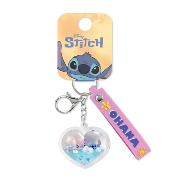Disney Stitch & Angel Ohana Heart 3D Keychain 'Liquid'