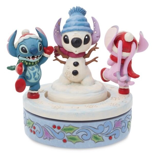 Disney Traditions Snowy Shenanigans Stitch & Angel Rotating