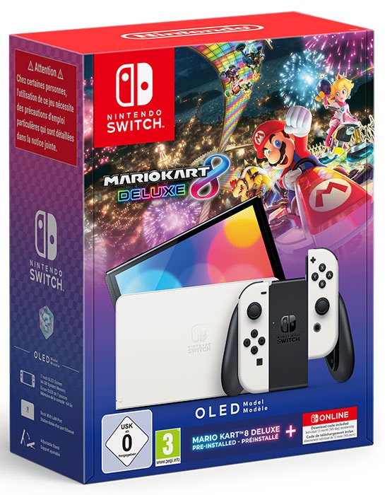 Nintendo Switch OLED Console - White Mario Kart 8 Deluxe & 12