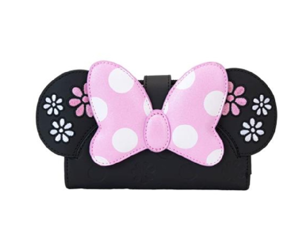 pos-0671803534261-87adedae4e04738cd25fb356d1d71bdd.jpg Disney Minnie "Floral Rock the Dots" Loungefly Wallet - Image 1