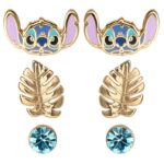 Disney Stitch Blue & Gold 3 Pairs of Studs Earrings