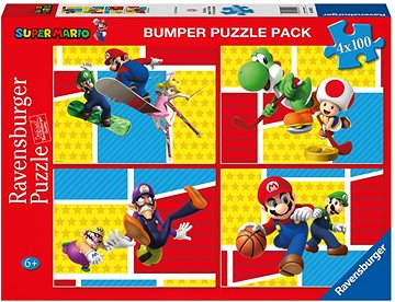 pos-4005556051953-807d7c0ef971e3481558e70293be2313.jpg Ravensburger 51953 Super Mario Bumper Puzzle 4x 100 Pieces - Image 1