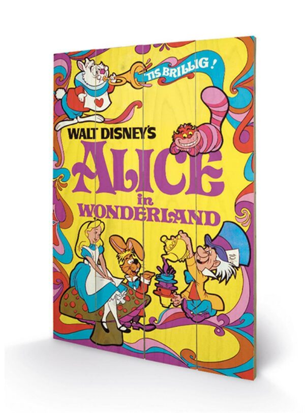 Disney Alice In Wonderland Print On Wood 40x59cm