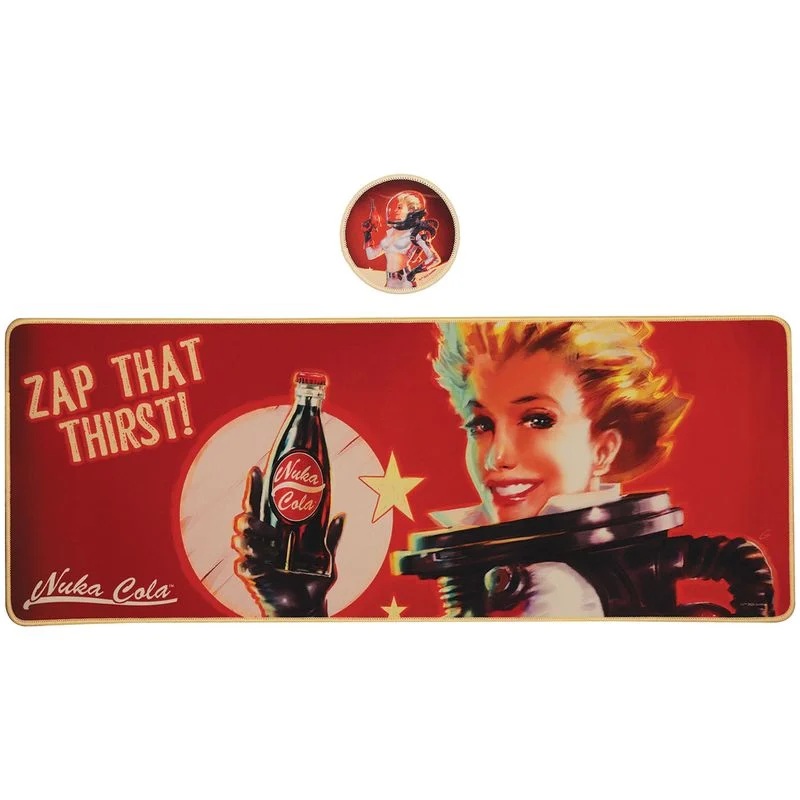 pos-5060948297974-cf6edf8a8a243868174d6b6b1d7038bf.jpg Fallout Nuka-Cola XL Desktop Mat + 1 Coaster - Image 1
