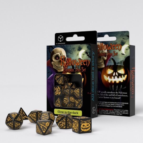 Q-Workshop Halloween Pumpkin Jack O’Lantern Dice Set