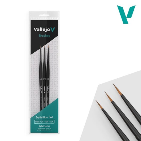 Vallejo Brushes Detail Series - Definition Set (Sizes 4/0, 3/0, 2/0)