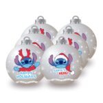 Disney Stitch Silver 6 Christmas Baubles Pack