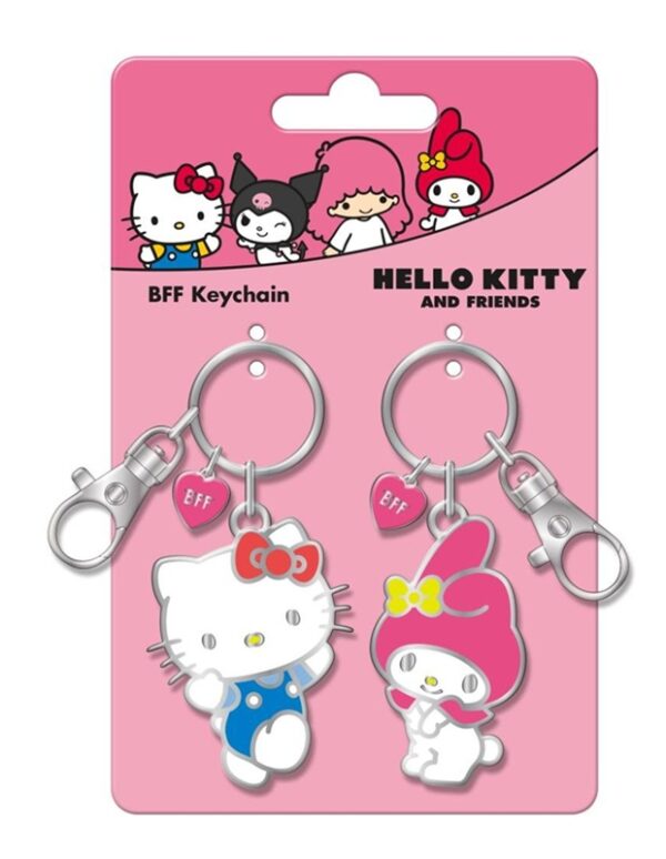 Hello Kitty & My Melody Duo Set Metal BFF Keychains
