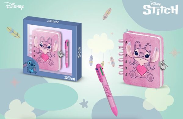 Disney Stitch Angel Love Fur Diary + Pen Gift Box