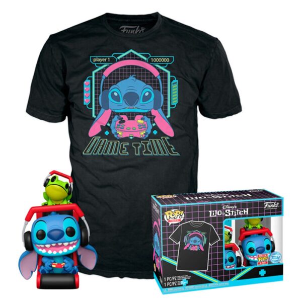 Funko Tee + POP Disney Stitch Gamer With Frog (S)