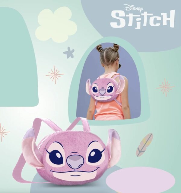 Disney Stitch Angel Love Mini Heady Fur Backpack 21x25x8cm