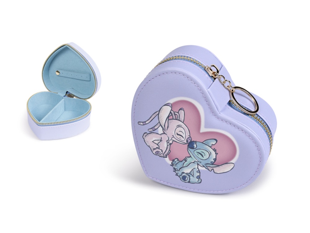 pos-0198660023429-9500c5f3ed96dce0930c5b57232719df.jpg Disney Stitch & Angel Zip Love Heart Jewellery Box - Image 1