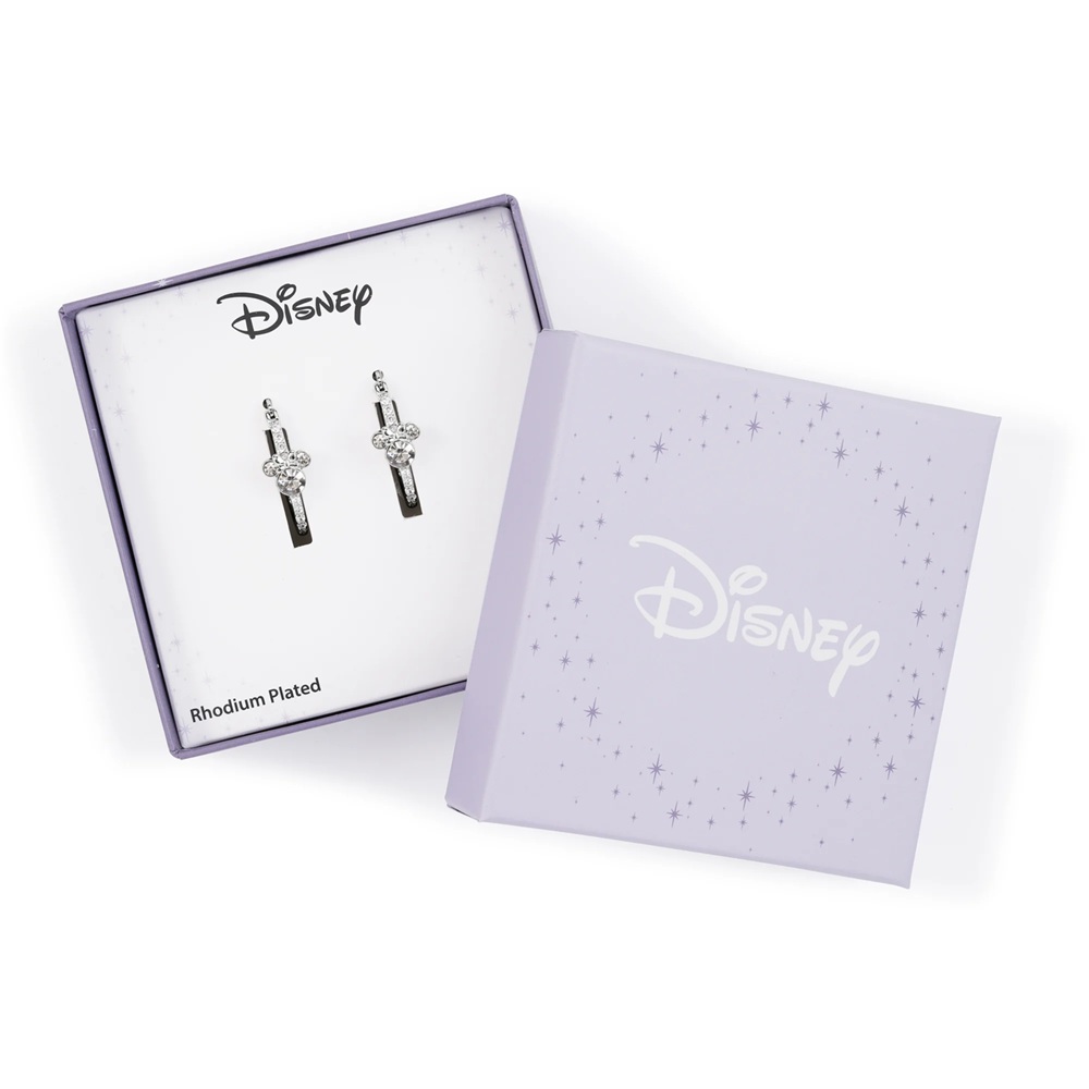 pos-0198660038218-cef7cd9bf5090b54cff8e67a05c73ab0.jpg Disney Minnie Silver Plated Stone Set Hoop Earrings - Image 1