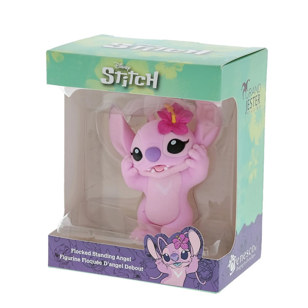 pos-028399375264-f27af8d92f259cccf680c9e08d7c27ca.jpg Disney Lilo & Stitch Angel Flocked Enesco Figurine - Image 1