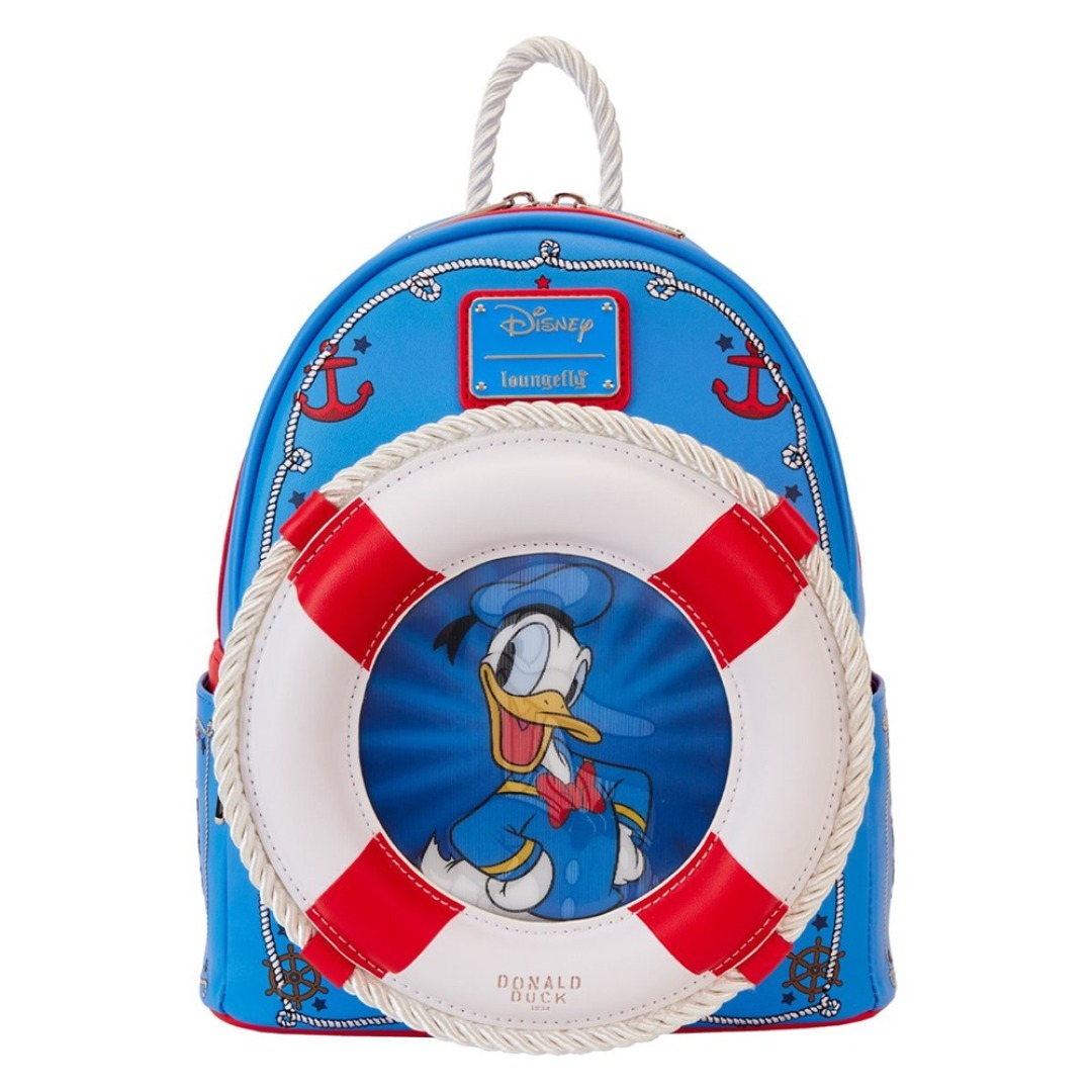 pos-0671803513600-2aefb6bb7ecddd161f65f93f59131337.jpg Disney Donald Duck 90th Anniversary Loungefly Backpack - Image 1