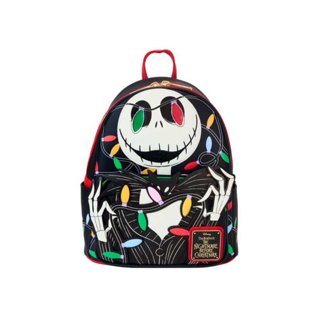 pos-0671803526990-5a781bea905f8b437e6693a9b5df80ed.jpg Disney Nightmare Before Christmas Smiling Jack Light Up Loungefly Backpack - Image 1