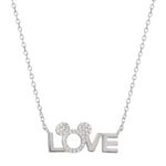 Disney Minnie Love Necklace in Silver Brass Plated