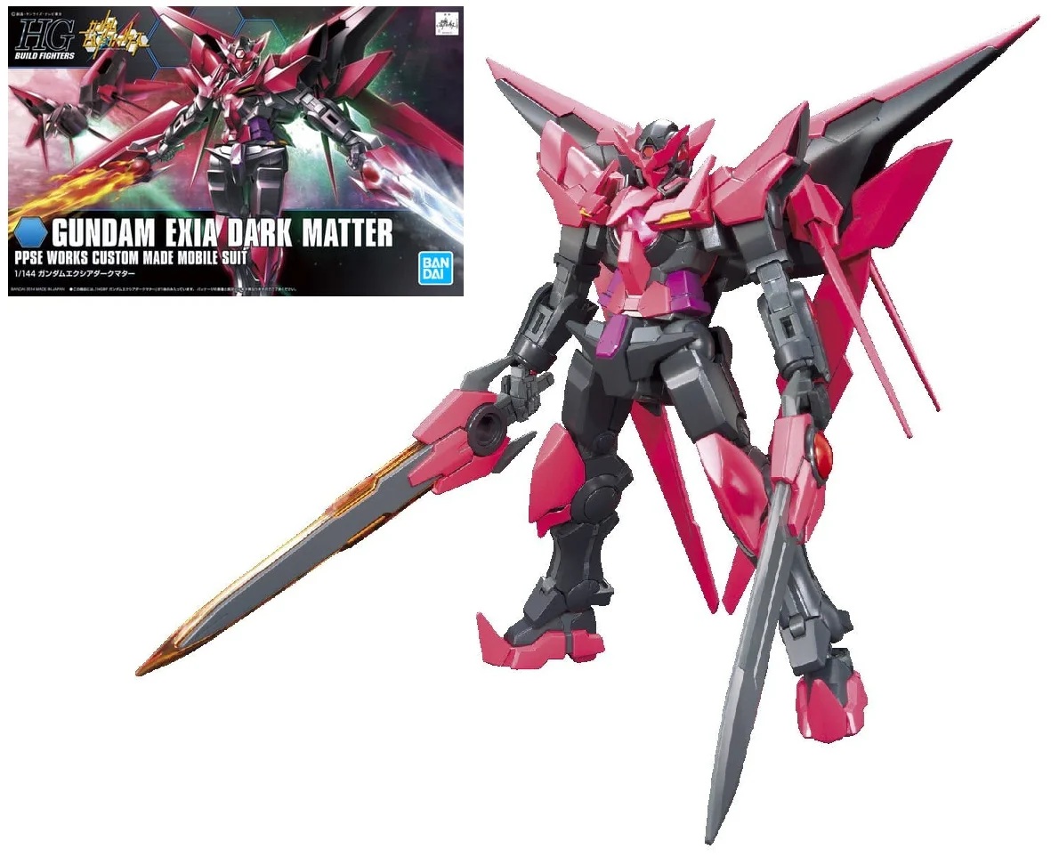 pos-4573102587916-097c9188d1637327f099e47aa3389a20.jpg Gundam Exia Dark Matter HGBF 1/144 Bandai Model Kit - Image 1