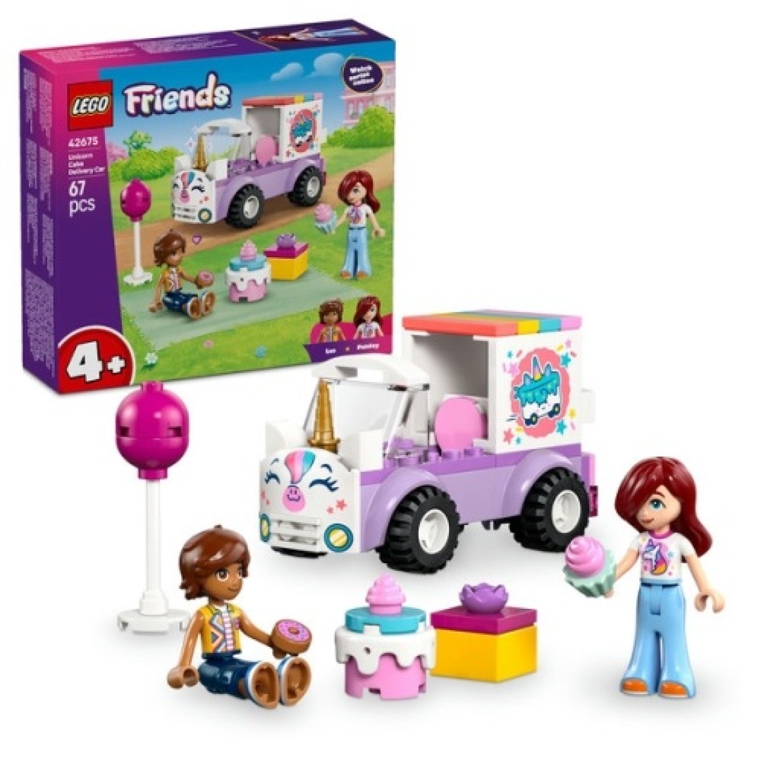 pos-5702018054864-43b74a8b63c5b38d9c951e77359687e7.jpg LEGO Friends 42675 Unicorn Cake Delivery Car - Image 1