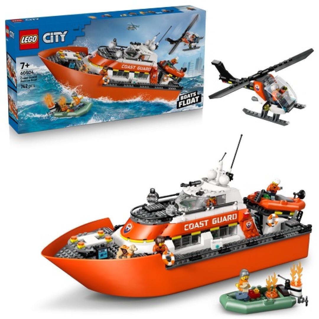pos-5702018056943-17c980ea11768746e3f9cf99c1b7a25b.jpg LEGO City 60504 Coast Guard Rescue Boat and Helicopter - Image 1