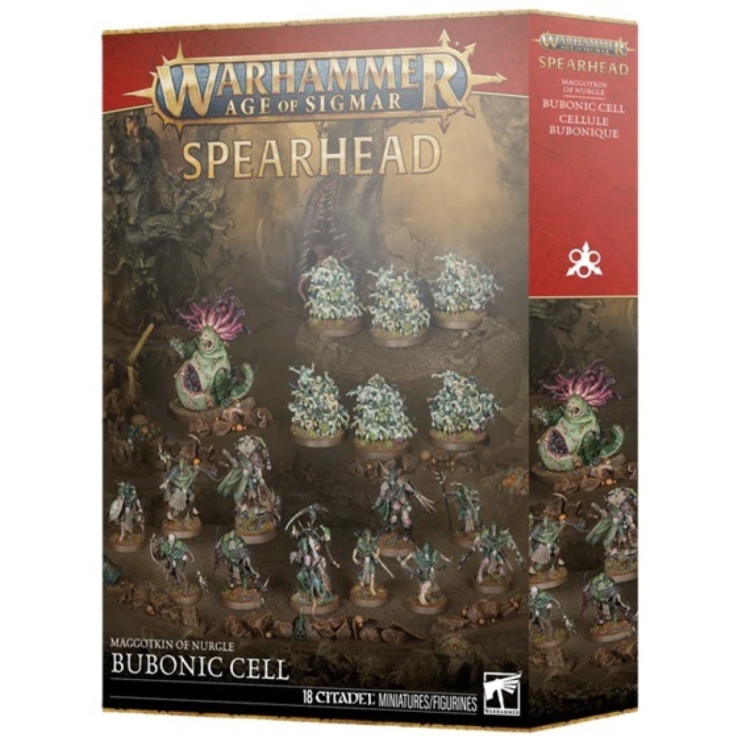 00ce1266f210c42695c1b31899affae7.jpg Warhammer Age Of Sigmar Maggotkin Nurgle Bubonic Cell Spearhead (70-838) - Image 1