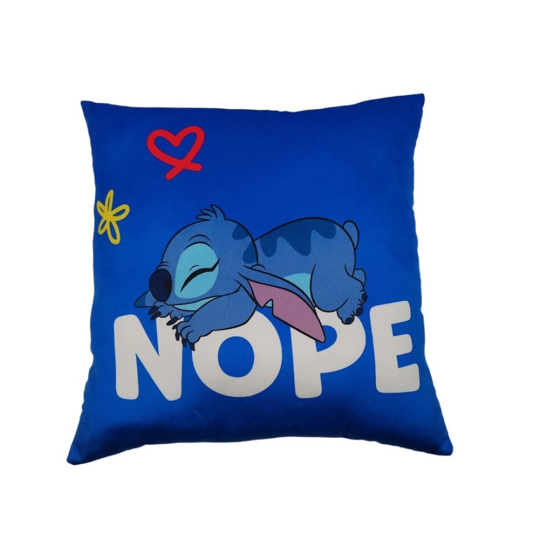 015e5cfe4b82de99aac2a82ecbfe5396.jpg Disney Stitch "Nope" Double Face Cushion - Image 1