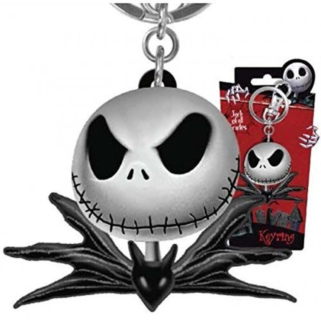 06d0b8ae38e8c4834fe0510e67aad2de-1.jpg Disney Nightmare Before Christmas Jack Head Metal Keychain - Image 1