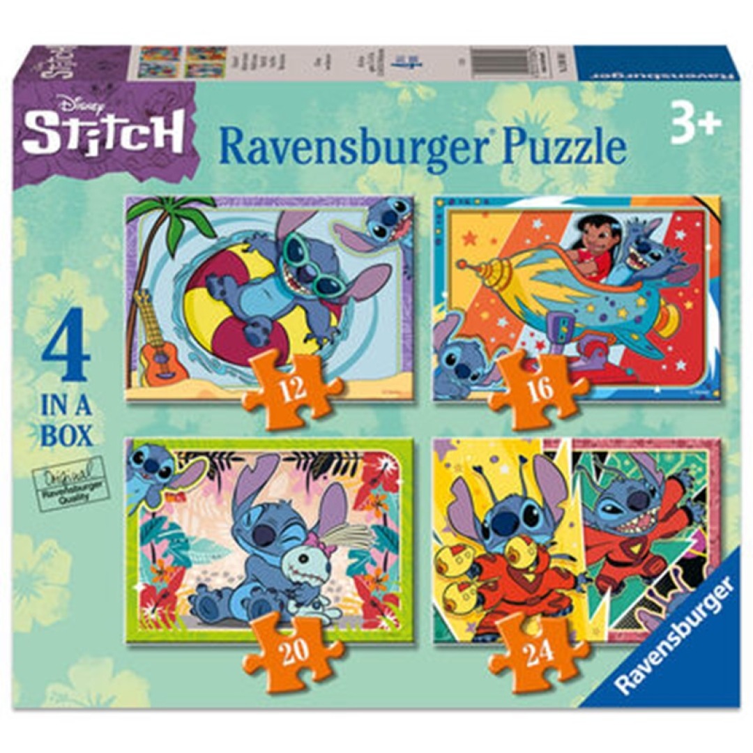 091a45ac58f026645f3fe56baa4e68f4.jpg Disney Stitch 4 Puzzles 12/16/20/24 Pieces - Image 1