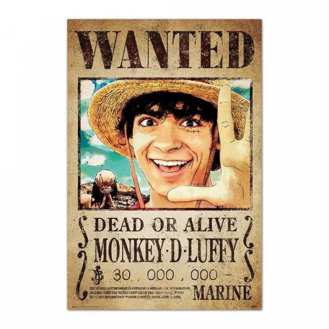 11c32f6015435aed55e2e7b155c12951.jpg One Piece Netflix Wanted Luffy Poster 61x91cm - Image 1
