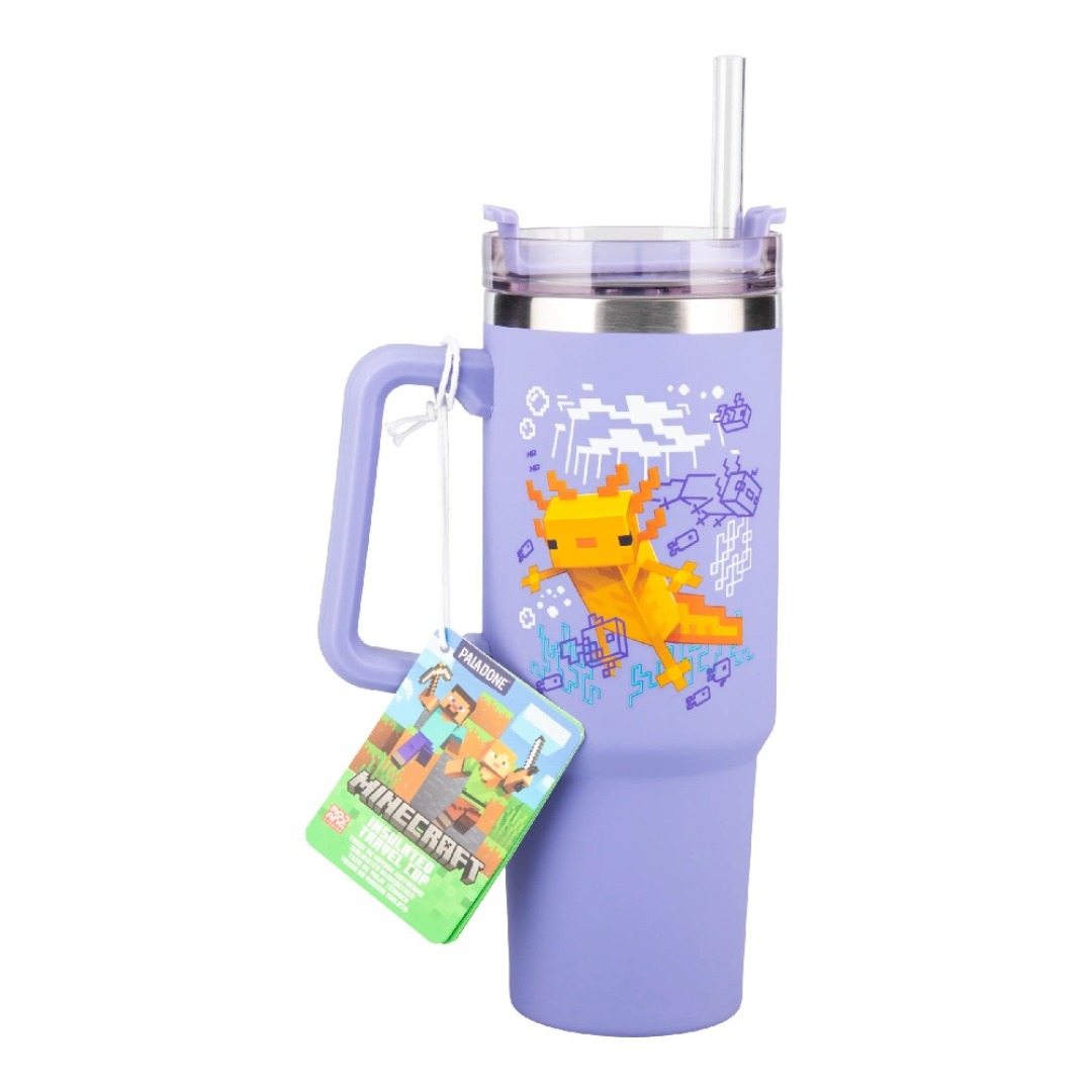 1226cce7c4b7abb0e3e1b56ee738199e.jpg Minecraft Purple Travel Mug XL 900ml with straw - Image 1