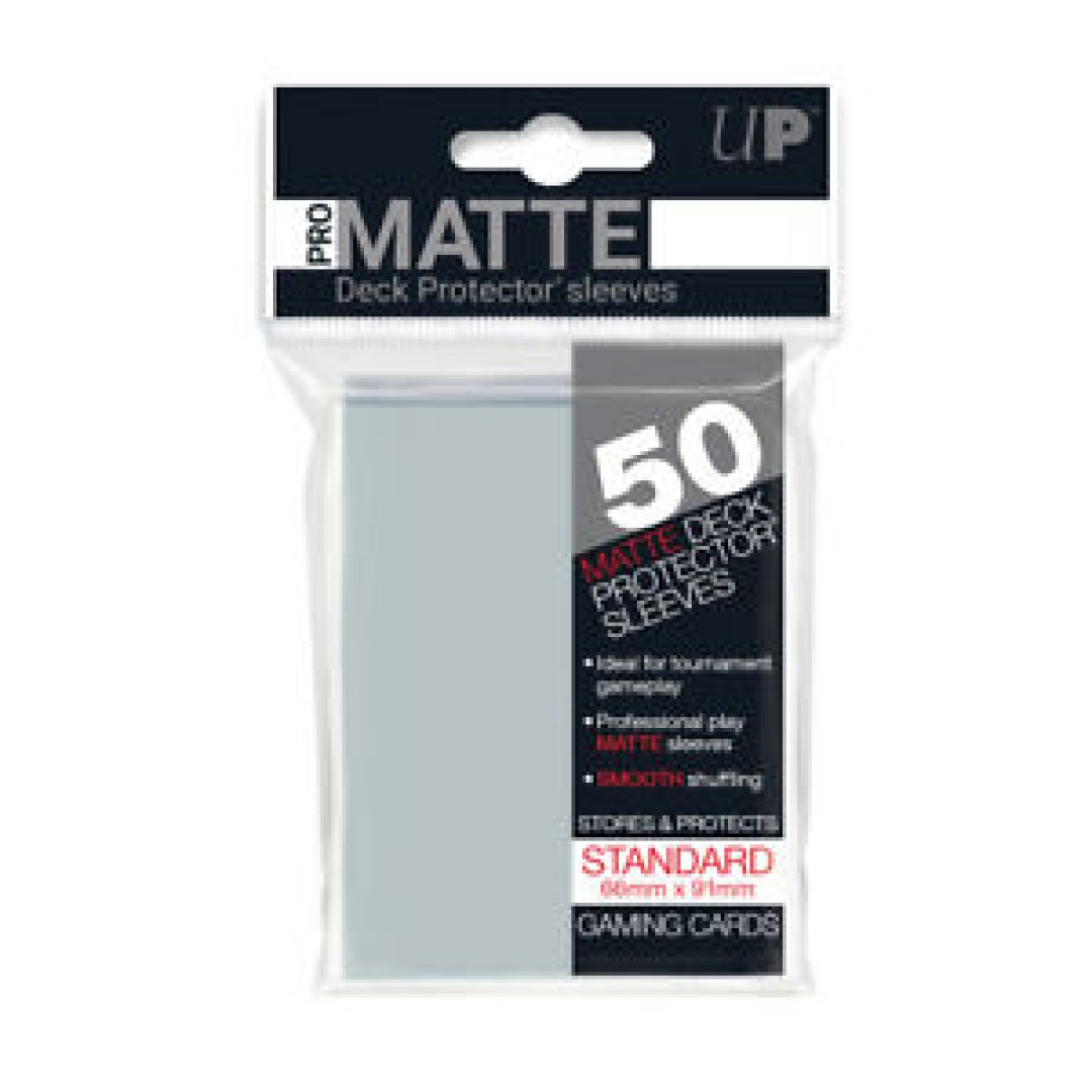 233508f2506de8bd0816202c5c628693-1.jpg Ultra PRO-Matte 50ct Standard Deck Protector Sleeves: Clear - Image 1