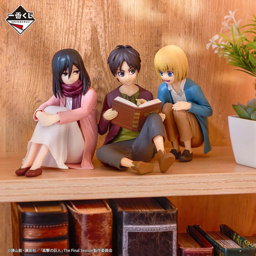 25411be748b75e1bedb4434fffbd887b.jpg Attack On Titan Mikasa, Eren & Armin Rumbling Ichiban Kuji Bandai Figure - Image 1