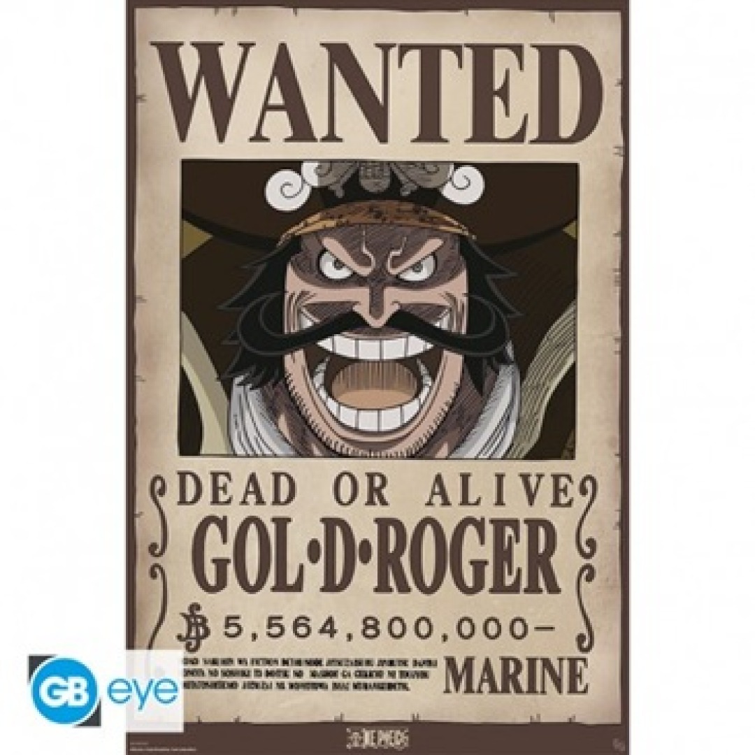 2bccefa34462aab7260fe199418e852a-1.jpg One Piece Wanted Gol D. Roger Poster 91x61cm - Image 1
