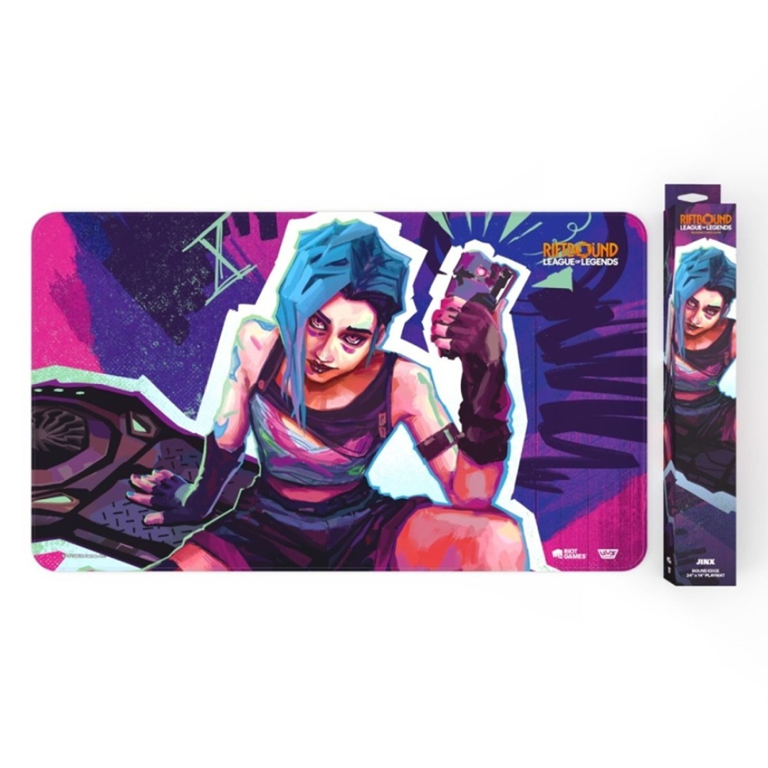2f7afb125f9497a2ea3d9976621dcd37.jpg Riftbound: League of Legends TCG: Set One: Origins Jinx Playmat - Image 1