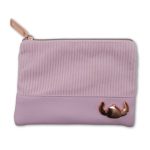 Disney Stitch & Angel Pink Corduroy Fashion Duo Pouch Wallet 14x10x1cm