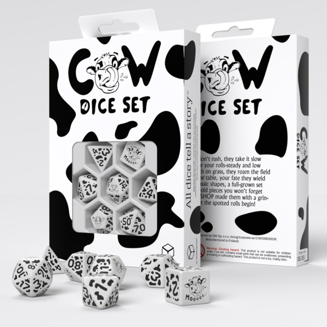388d1024aa22af3df0bfff7ba2dd148f.jpg Q-Workshop Cow Dice Set MOOzilla - Image 1