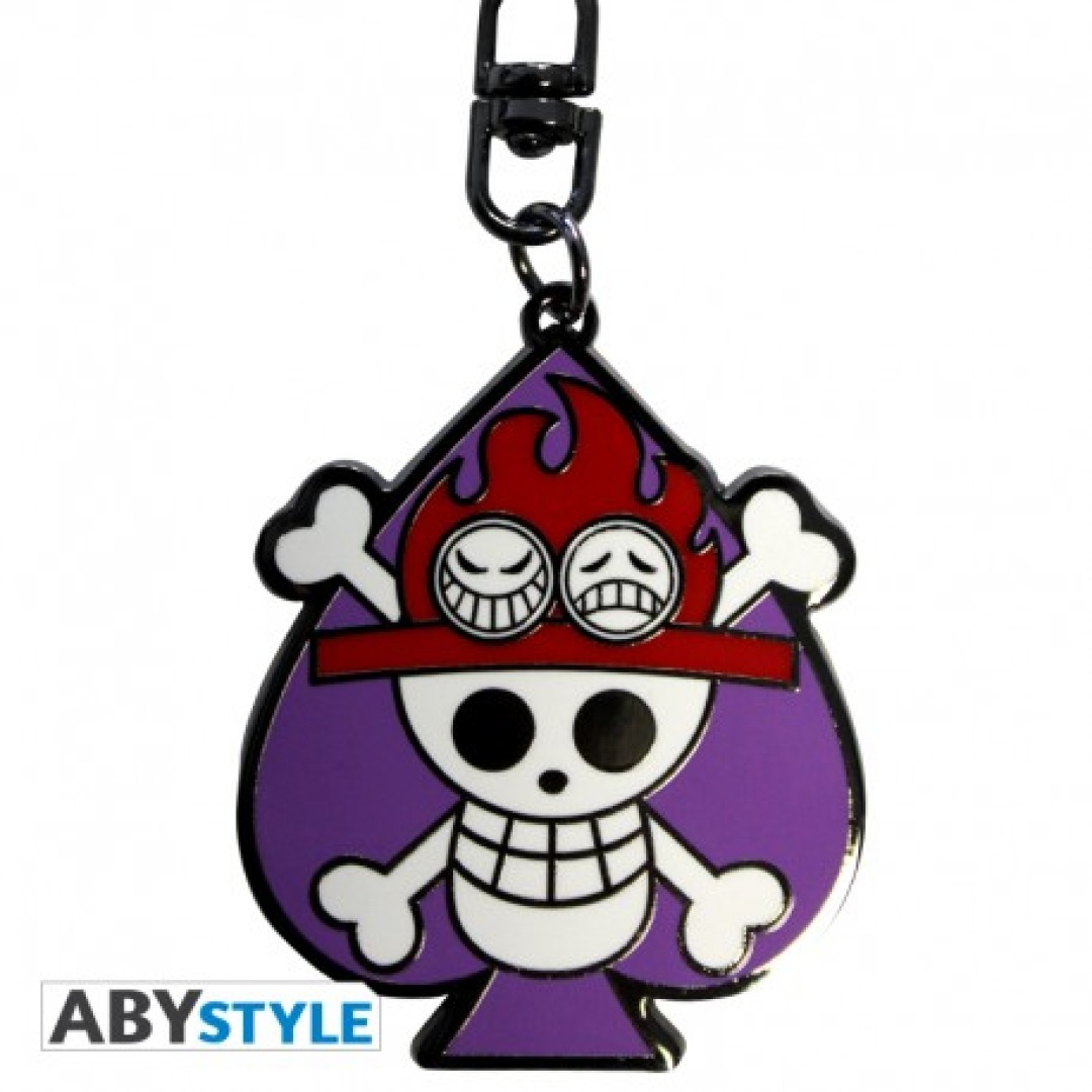 4dff6e119093c54210226f38a52145c6.jpg One Piece Skull Ace Metal Keychain - Image 1